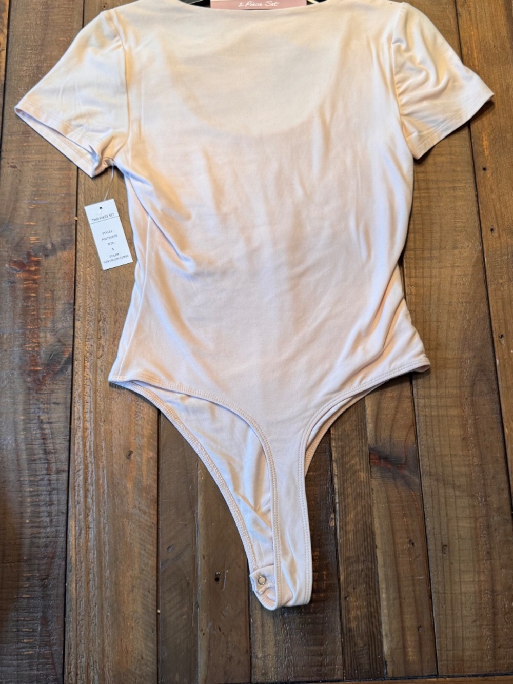 Pink Rose 2 Pack Scoop Neck Bodysuits. Size Small. Blush Pink & Cream - Picture 4 of 7